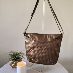Ganson Chic Bronze Woven Shoulder Bag